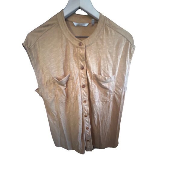 Soft Surroundings Tan Medium Button Up Blouse Women - Picture 1 of 4